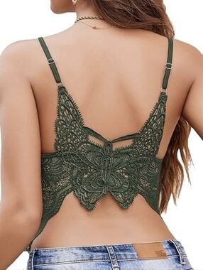 SHEIN Dark Lace Butterfly Back Bralette